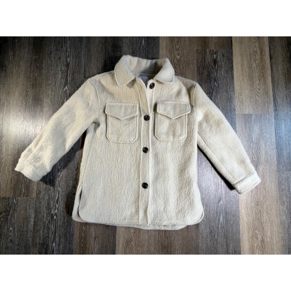 GB Girls Shacket Jacket Kids XL Cream Ivory Fuzzy Button Down Pocket Coat